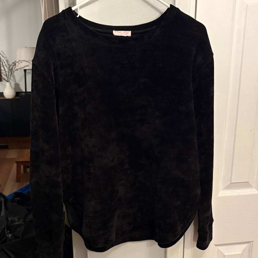 Pink Lily Black Corduroy Sweatshirt